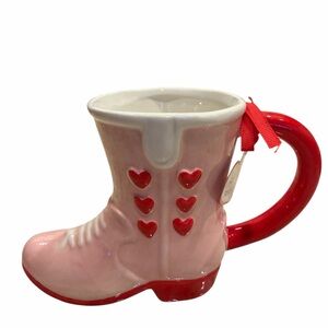 Pink Boot-Shaped Mug with Red Hearts